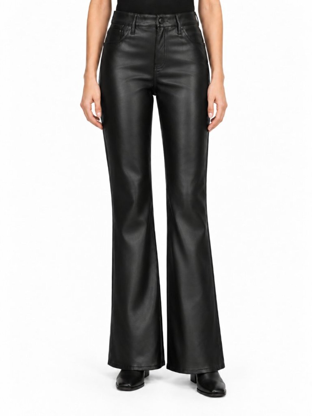 GAP Baby Boot Mid Rise Black Faux Leather Pants, 8S/29S